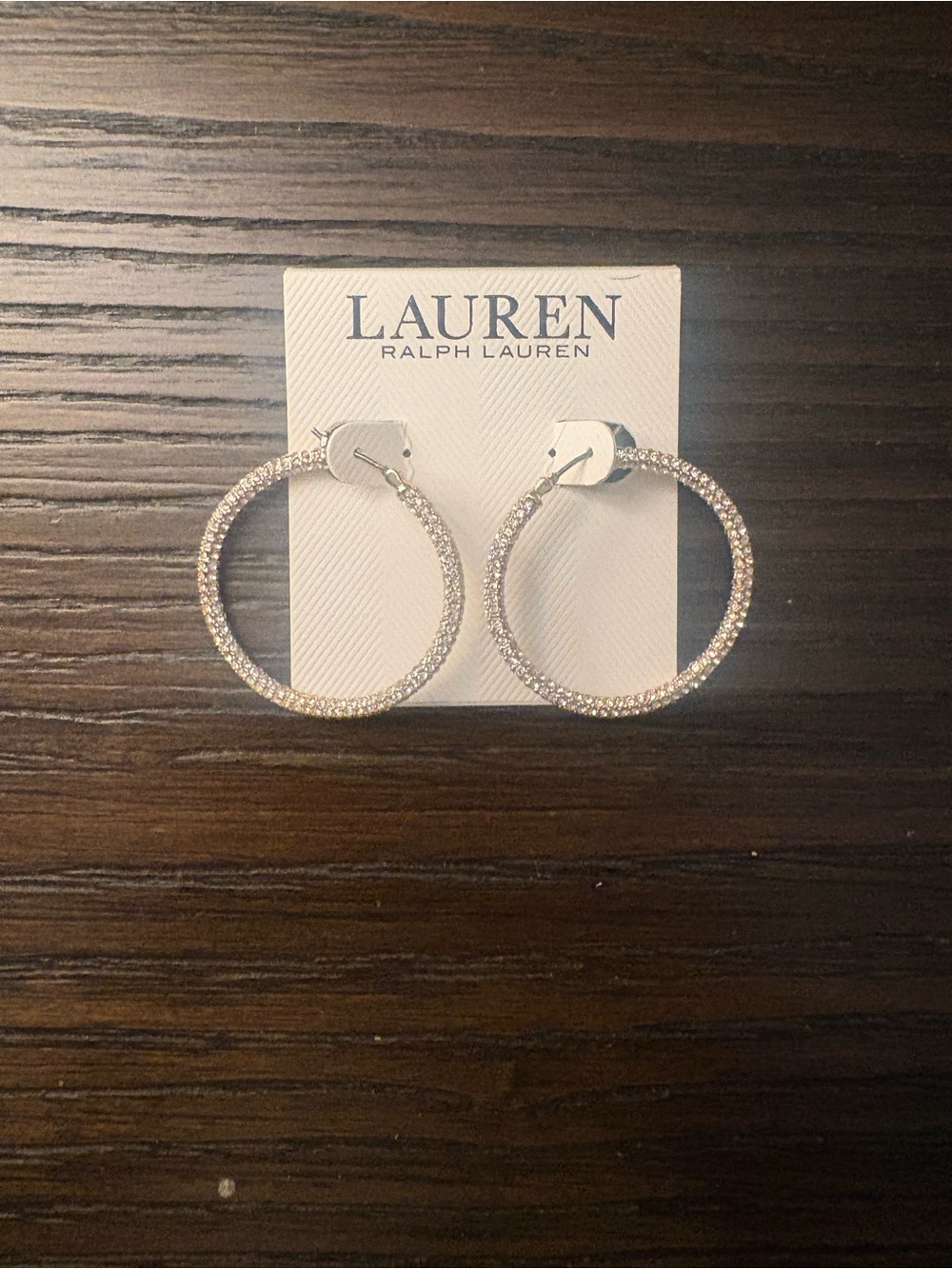 NEW Ralph Lauren Crystal Hoop Earrings